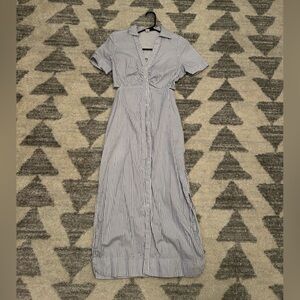 Old Navy Blue and White Striped button up dress with side cut outs